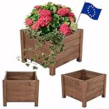 MODO24 Blumenkasten aus Kiefernholz, Pflanzkübel Holz, Hochbeet Blumentopf, Balkonkasten, Blumenkübel Outdoor Holzkiste für Garten Terrasse, Imprägniert Wetterfest, 31x40x40 cm, Farbe: Braun