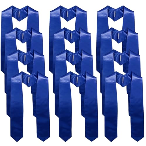 Image of GraduationMall 12 Pieces 72 Inch Plain Graduation Stole Bulk Sublimation Blank Honor Graduation Sash Unisex Adult