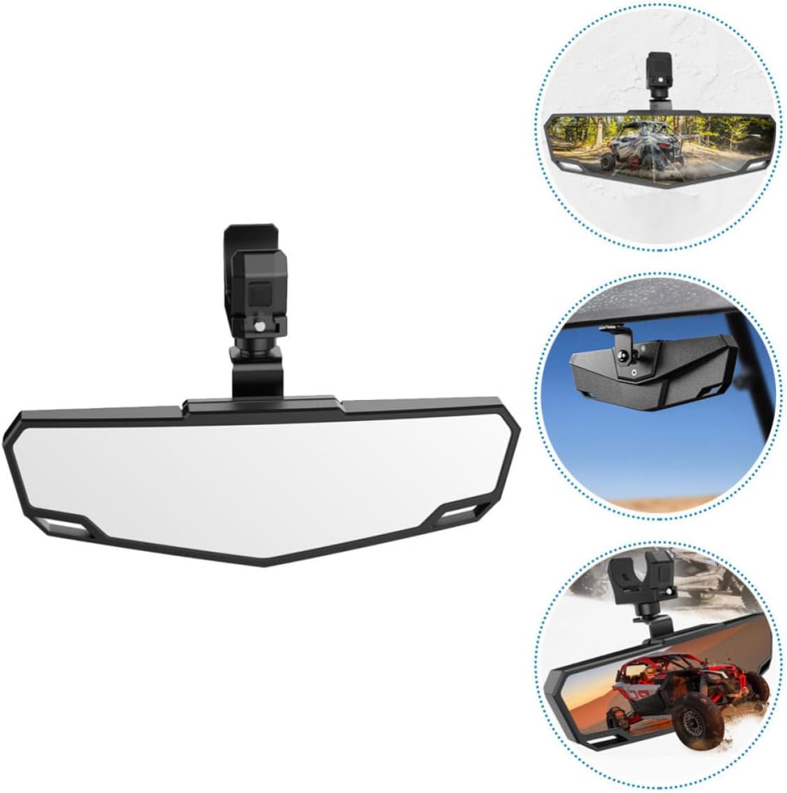 Adjustable Black Abs Rearview Mirror for Utv Atv with Blind Spot Function, Practical and Chic Design, Increasing Driving Safety for Off-road Vehicles