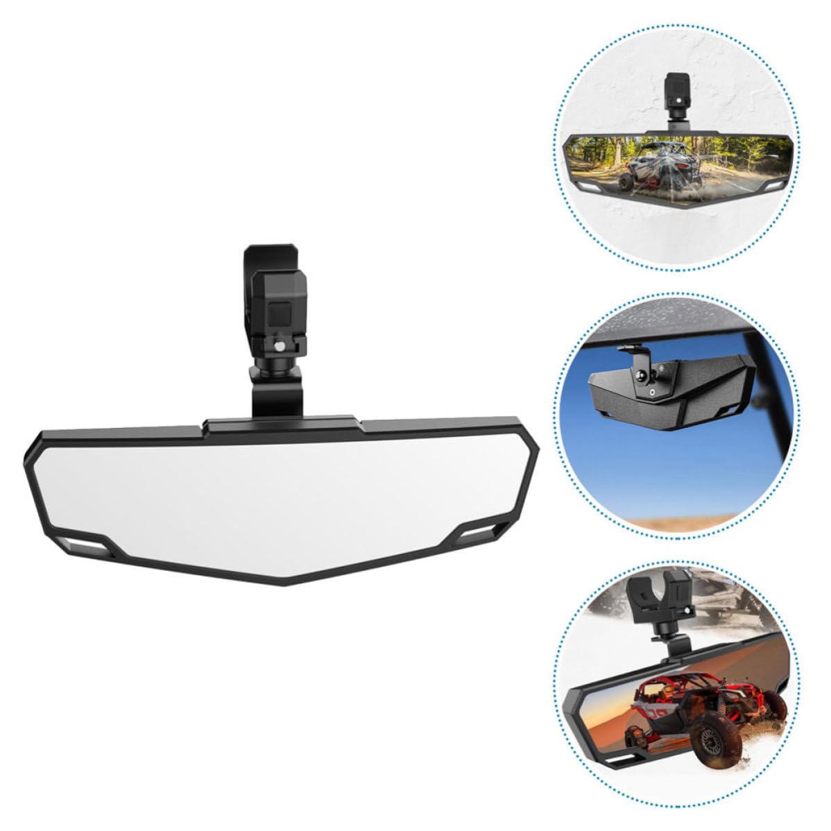 DOITOOL Rétroviseur de Vtt Multifonctionnel en Abs Noir, Résistant aux Environnements Difficiles, pour Atv et Utv, Design Simple et Pratique pour Angles Morts