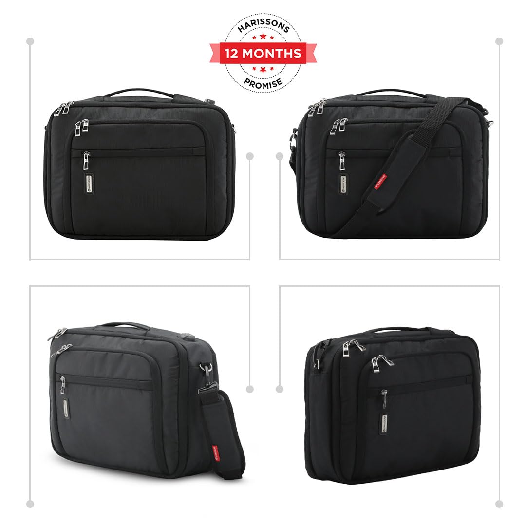 HARISSONS Metro 15.6 Inch Messenger Laptop Bag for Men & Women | with Detachable Shoulder Straps & External USB Port (Black) 3