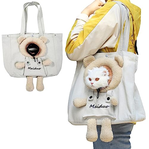 Cat Carrier Bag, Cute Small Dog Carrier, Pet Canvas Shoulder Carrying Bag, Dog Carrier Sling Soft Pouch Tote Bag For Puppy Doggy Kitten Cat, Grey, 13.8X13.8X6.7 In (Lxhxw) #TOP20