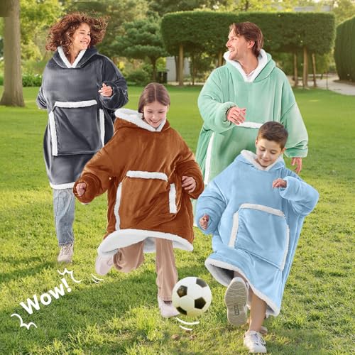 JOYWOO Caramel Kids Wearable Blanket Hoodie, Oversized Cat lovers Hoodie Blanket for kids & Teens,Birthday Gifts for Girl Boys,Cozy Fuzzy Sherpa Fleece Blanket Giant Pocket Winter Gifts,Caramel