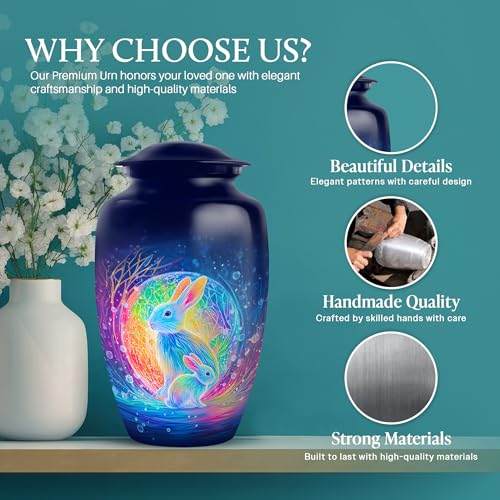 Image of Rabbit Urn - Funeral Decorative Ashes - Combo 3 - Large with 3 Inch Pack of 4 - Urns for Adult Male & Female - Burial Urn for Adult Male & Female - Keepsakes Urns for Ashes