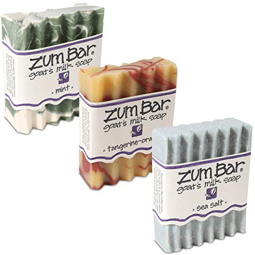 Indigo Wild Fresh Zum Bars Goat's Milk Soap 3 Pack: Sea Salt, Mint, & Tangerine-Orange