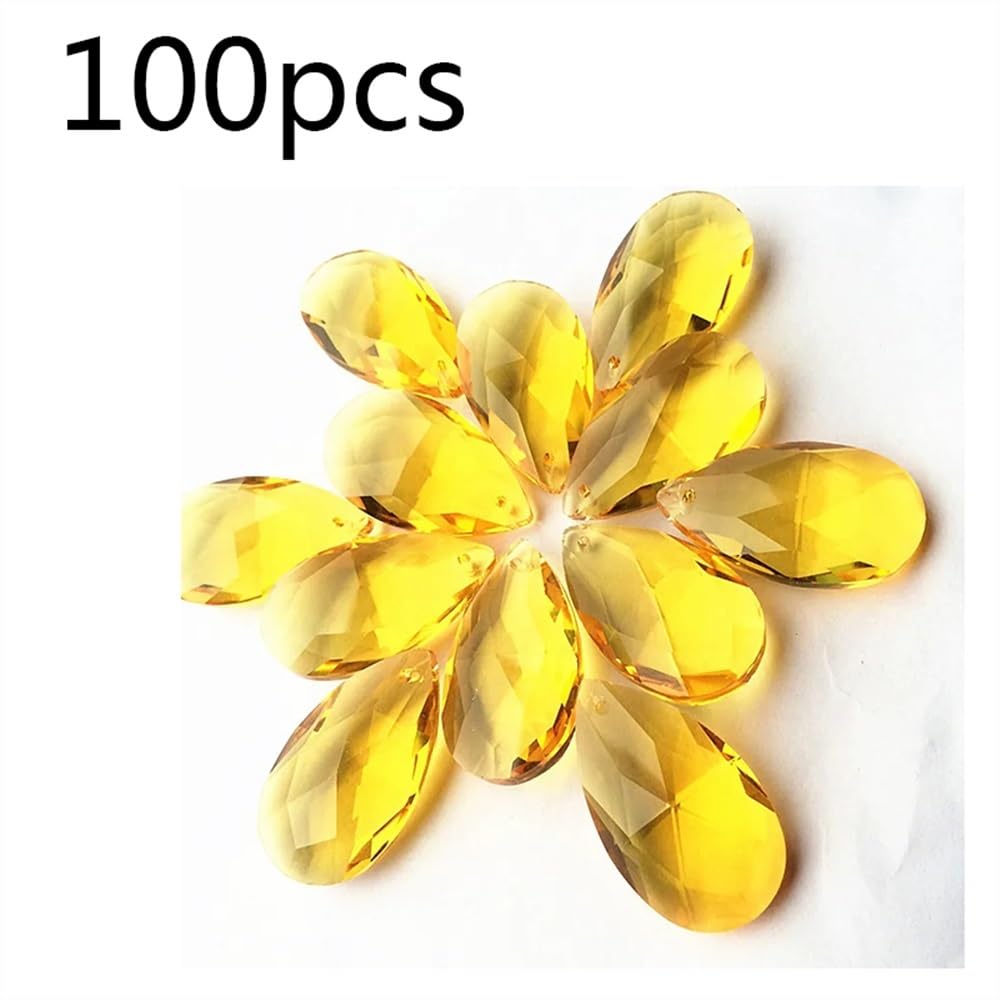 Sonnenfänger für den Garten 100 Stück goldgelbe K9-Kristallprismen-Anhänger for Kronleuchter, Teile, Hängetropfen, 38 mm Handgefertigte Anhängerketten