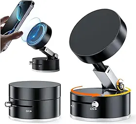 Suporte Magnético Portátil Dobrável para Celular Sucção a Vácuo Ajustável Suporte magnético de Dupla Face para carro/espelho/academia-IT (Preto)