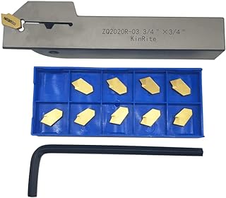 5/8in 3/4in Grooving Lathe Parting Tool Holder with 10 Pieces GTN- SP200 SP300 Heavy Duty Nickel Plated ZQ1616/2020R02/03 Right Hand Lathe Cut Off Tool (3/4" Holder + SP300)