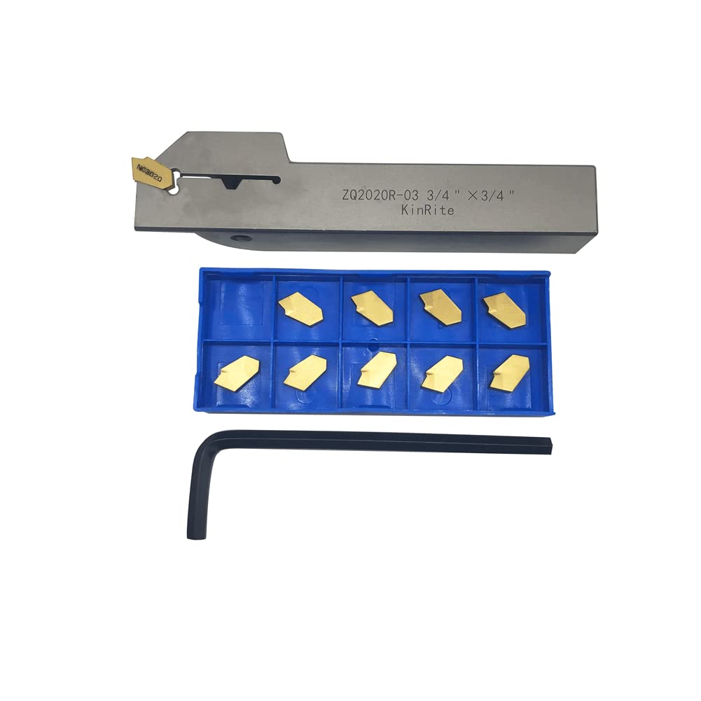 1/2" 3/8" Indexable Lathe Grooving Parting Holder with 10 Pieces GTN- SP200 Heavy Duty Nickel Plated ZQ1212R02 Right -Hand Cut Off Tool Carbide Inserts (3/8" ZQ1010R02 with 10pcs Inserts) — Amazon image 9