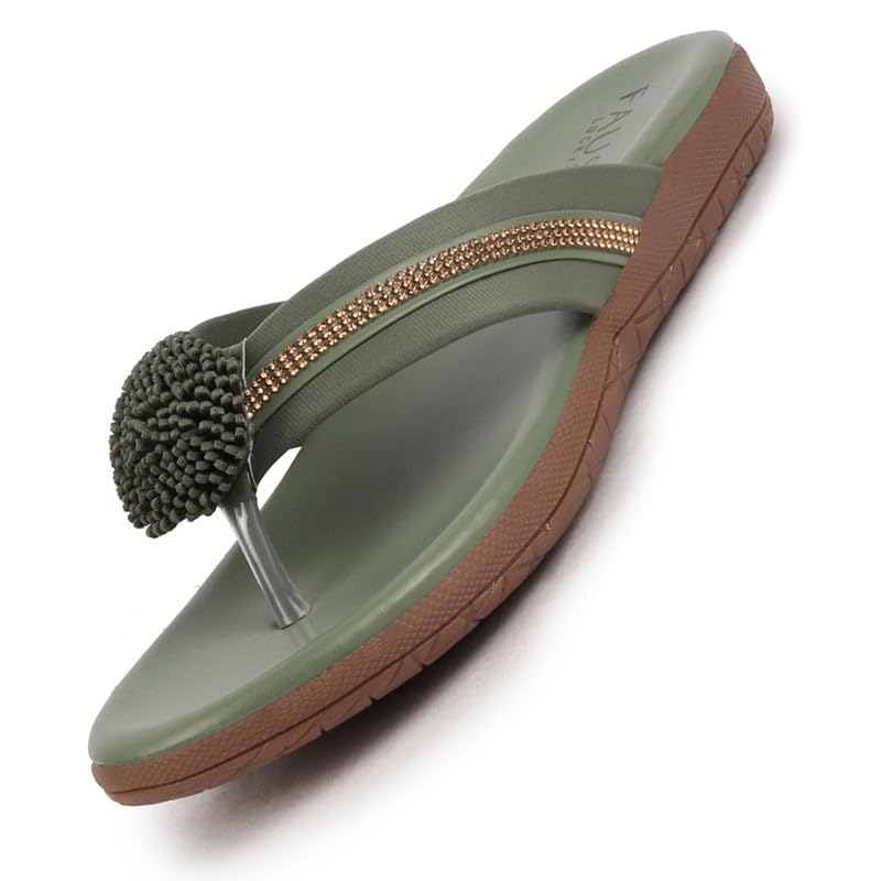 FAUSTO FST KI-686 OLIVE-37 Womens Olive Shiny Beads T-Strap Slipper With Cushioned Footbed|Party|Office Wear|Weekend (4 UK) (B0CZYVQXSP) Amazon Price History, Amazon Price Tracker
