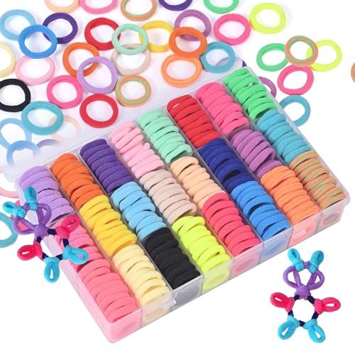 Behiruch 480 Stück Haargummis Mädchen 24 Farben Klein Haargummi Mini Nahtlose Haarbänder Haarband Baby Mehrfarbig Soft Zopfgummi Klein für Mädchen Kinder Kleinkinder Baby
