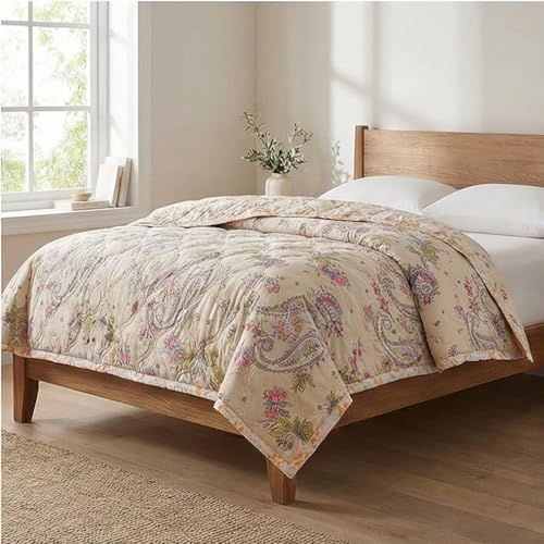 Image of Cotton Quilt for Double Bed Size 180 inchx210 inch | Lightweight Floral Comforter | Reversible All-Season Dohar Blanket (Carry Design)