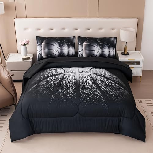 Tailor Shop 5 Pieces Twin Comforter Sets Bed in A Bag for Boys Teen Kids,Boys Bedding Set with Basketball Sheets Fitted Bed Sheet (1 Comforter, 1 Flat Sheet, 1 Fitted Sheet, 2 Pillowcases)…