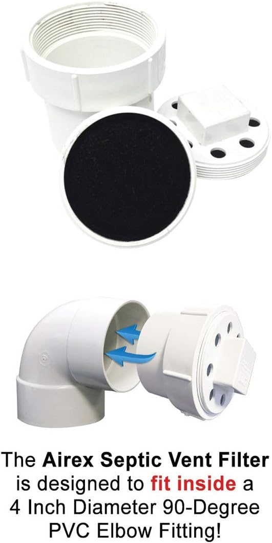 Triple Carbon 4" Septic & Sewer Odor Vent Pipe Filter - Stop The Odor NOW!
