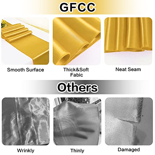 GFCC Pack of 10 Gold Satin Table Runner 12 x 108 Inches for Wedding Party Events Decoration by GFCC - Used condition - Image 2