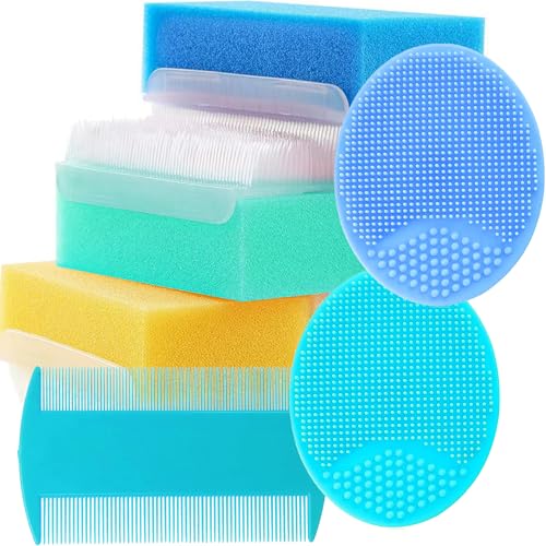 Image of Baby Bath Sponges for Newborns - Baby Cradle Cap Brush - Cradle Cap Comb for Babies (Pack of 6) (Mixed Color B)