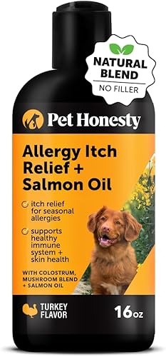 Aceite de salmón para aliviar la alergia de perros para aliviar la picazón estacional para perros, omega-3 para perros, suplemento para la piel y el