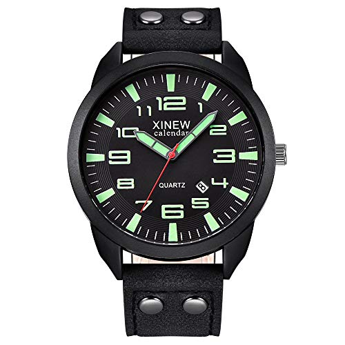 Générique Montres en Cuir analogiques pour Hommes Date Watch Casual Business Poignet Quartz Cadeaux Montre pour Hommes Tenue Foot Enfant Portugal (A, One...
