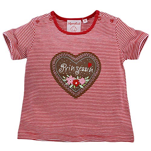 Baby-T-Shirt 'Prinzessin' aus Baumwolle Gr. 68 I Schönes Mädchen-T-Shirt in Rot-Weiß I T-Shirt für Babys, Geringelt & mit Prinzessinnen-Print I Shirt aus Stretch