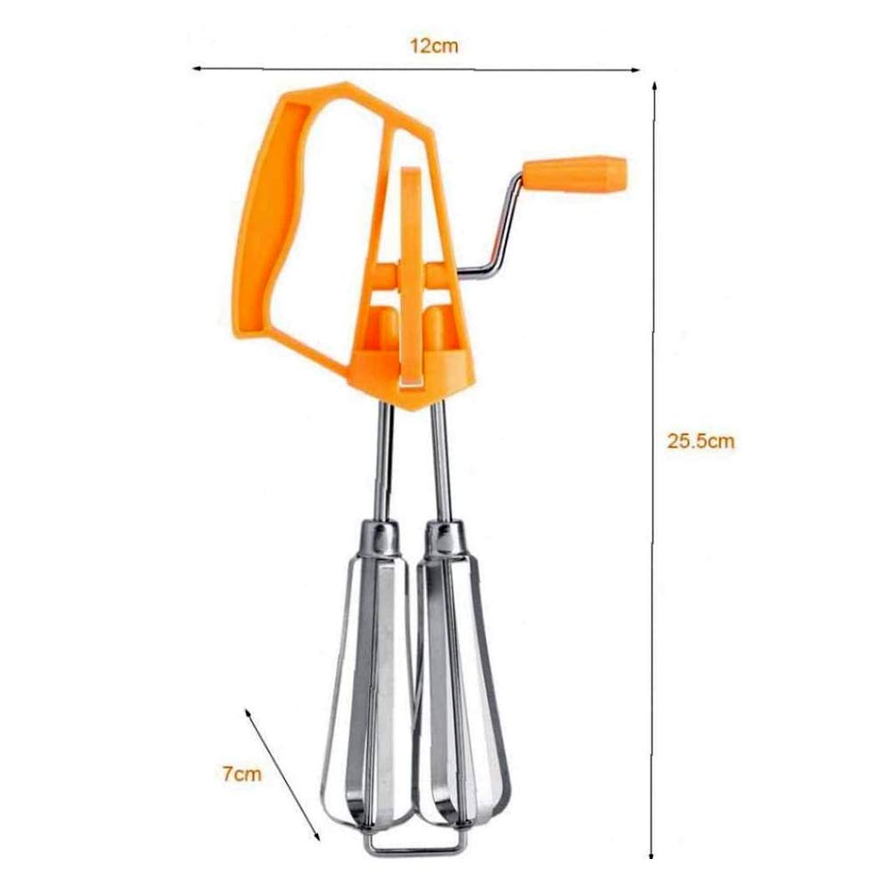 Stainless Steel Egg Beater Manual Mixer Cream Foamer Kitchen Baking Tools 1 Pack-Orange
