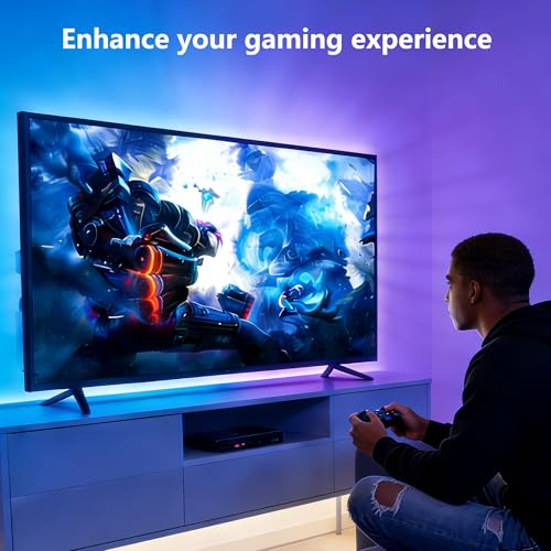 Image of BASON LIGHTING TV LED Backlight,LED Light for TV with Remote Control, 4096 DIY Colors Led Strip Lights for 32-58 Inch TV, Gaming and Home Decor, Bluetooth App Control, Music Sync, USB Powered.
