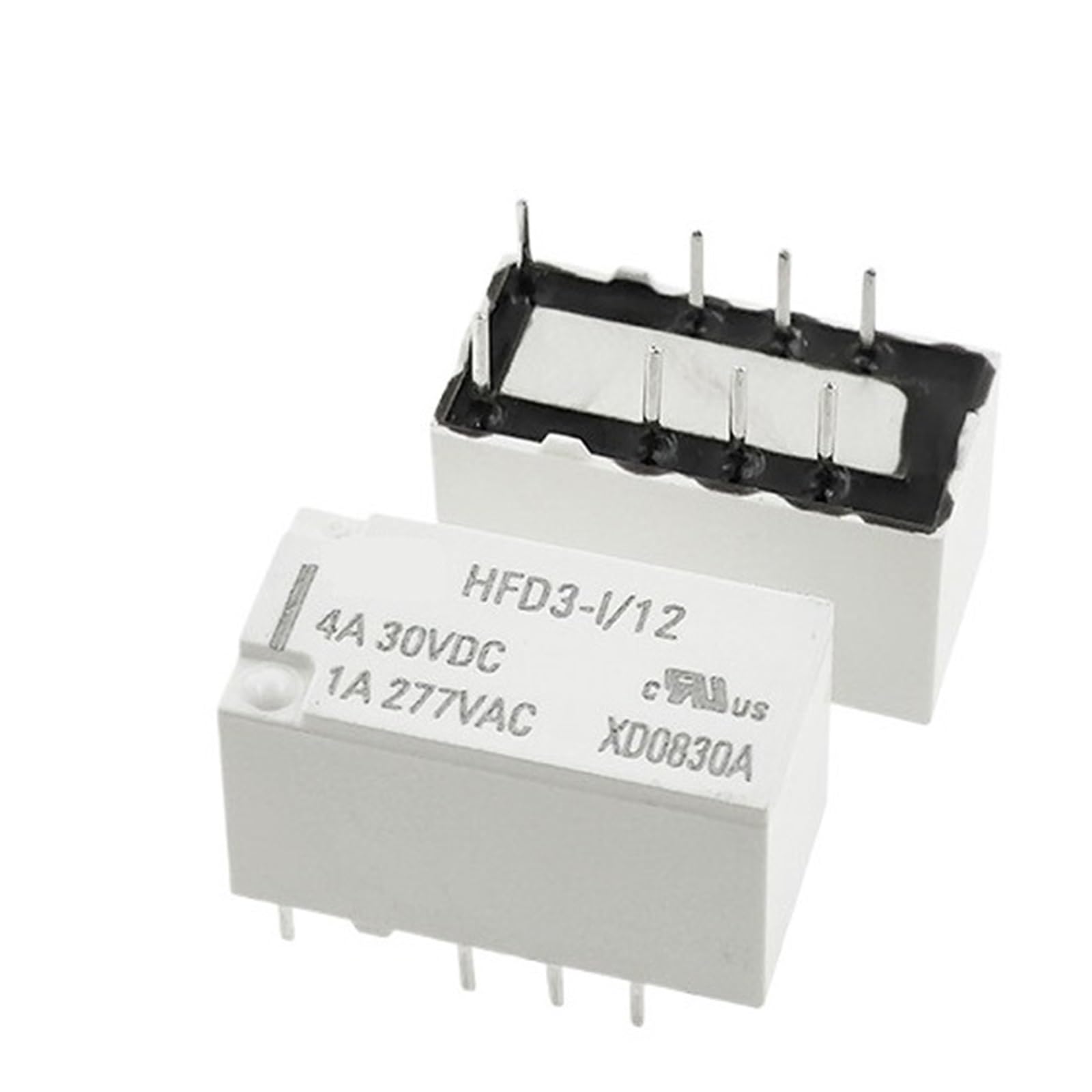 Relais HFD3 12V droit à 8 broches avec capacité de commutation 2A - 2