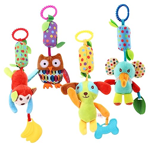 JOINPAYA 4個 風鈴ベッドハンギング ベビーベッドのおもちゃ ぬいぐるみ 動物のおもちゃ 赤ちゃんのぬいぐるみ ガラガラぶら下げおもちゃ キッズプレイセット プラスチック