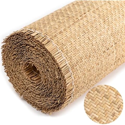 24" Width Natural Cane Webbing 3 Feet Close Rattan Webbing for Caning Projects Woven Cane Roll Rattan Sheet for Furniture Chair Cabinet Ceiling Cover