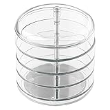 InterDesign Fashion Jewelry Organizer with Four Swivel Trays for Rings, Earrings, Bracelets, Necklaces - Clear