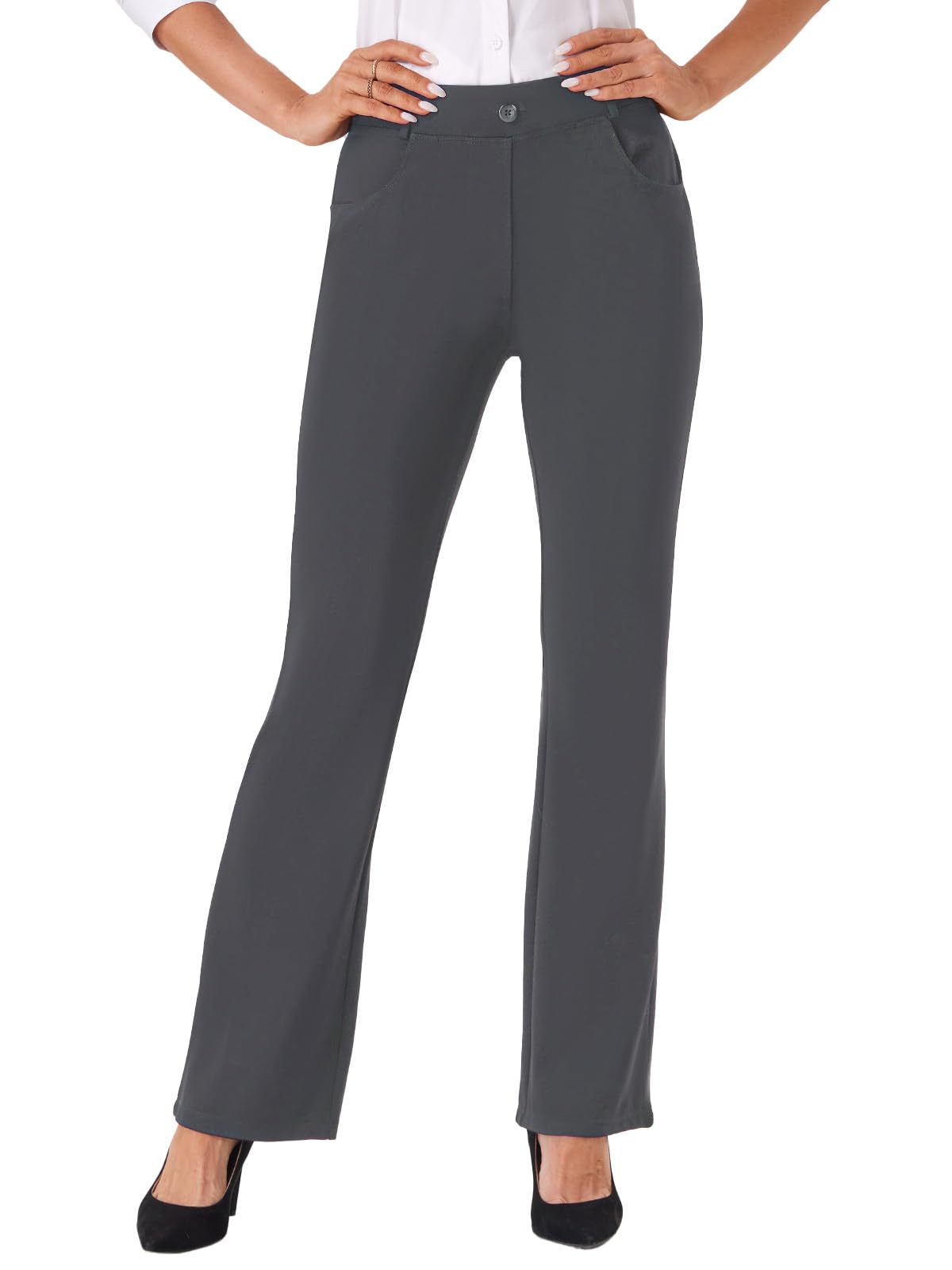 Friptspyg Hosen Damen mit Taschen Elegant Business Schlauch Hose Casual Anzughose Damen Arbeit Stoffhose Stretch Hose mit Reißverschluss