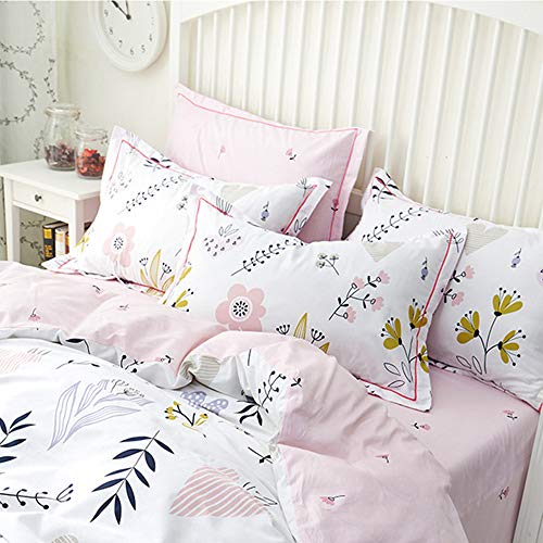 Image of HIGHBUY Soft Cotton Fitted Sheet Twin for Kids Bed Pink Floral Bedding Sheet 1 Piece Deep Pocket,Breathable Cotton,Wrinkle Free (Twin Sheet,Floral)