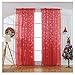 Produktbild kingko 1 Pcs Weihnachten Schneeflocke Vorhang Tüll Fenster Behandlung Voile Drape Valance Vorhang Druck-Blumen-Voile-Tür-Vorhang Fenster Paravent Schal Vorhang 110 x 250 cm (Rot)