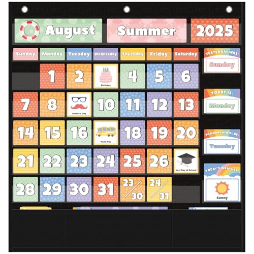 All-in-One Calendar Weather Pocket Chart - Interactive Preschool Learning Board