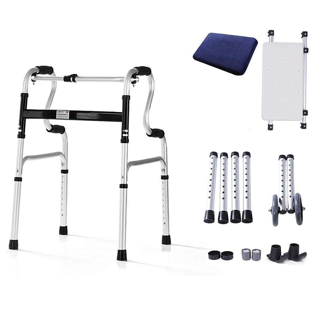 Andador para Ancianos,Andador de altura ajustable, andador, ayuda de movilidad plegable y liviana de aluminio, andador con ruedas, andador con asiento y ruedas, para personas mayores con and