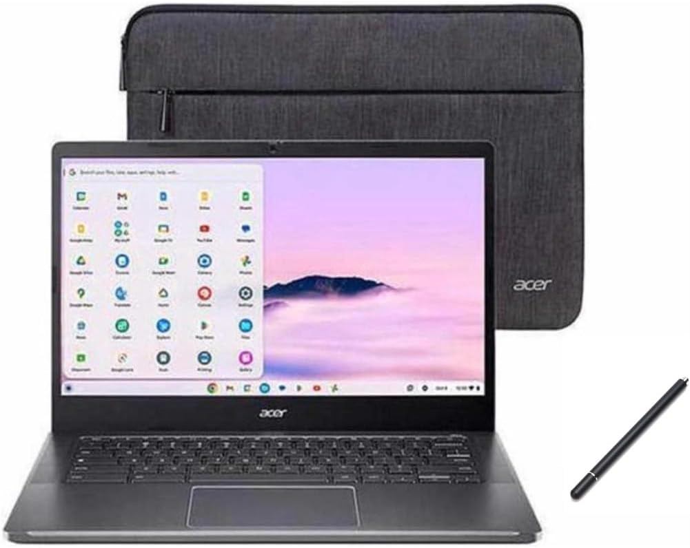 Chromebook Plus 14” Touchscreen Laptop | Intel Core i3-N305 | Intel UHD Graphics | Wi-Fi | Bluetooth | 8GB RAM DDR5 | 512GB SSD | Chrome OS | Bundle with Stylus Pen, Grey
