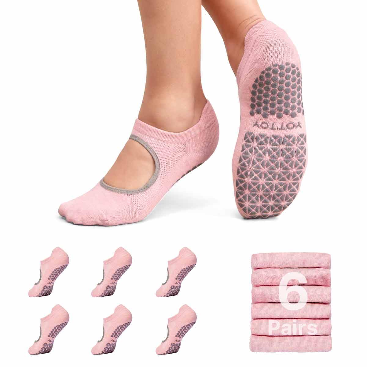 Pilates Socks for Women(6 Pairs)–Breathable, Grip-Enhanced Non-Slip Yoga Socks, Durable & Perfect for Home Workouts