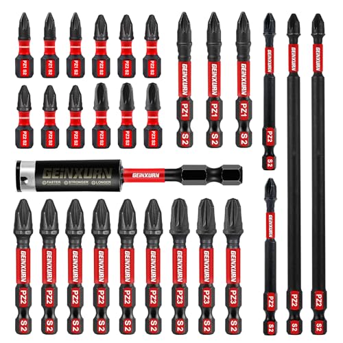 GEINXURN 28 Pièces Pozidriv Embouts de Vissage aux Chocs PZ1