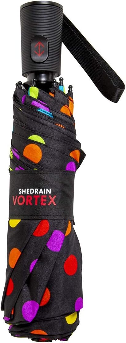 ShedRain Vortex Compact Folding Travel Umbrella – Push-Button Open & Close, Vented Double Canopy, Protects from Rain, Sun, & Wind