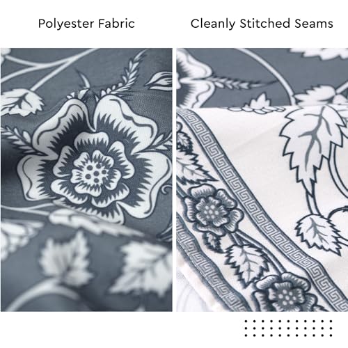 Image of Encasa XO Dining Table Cover Cloth for 4 to 6 Seater | 140x180 cm Rectangular Table Cloth | Water Repellent Polyester Tablecloth for Indoor & Outdoor Use - French Grey Digital Print