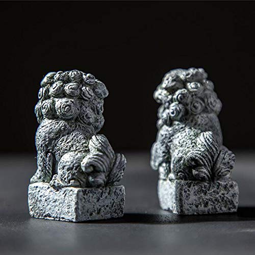 Smoothedo-Pets Fish Tank Decorations Aquarium Decoration Mini/Pair Size Ornaments Accessories Fish Hides Asian Garden Fengshui Beast Dog (Mini Lion Statue/Pair) #TOP3
