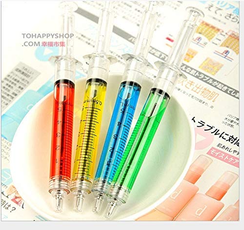 Office & School Supplies 4 PCS Needle Tube Type Writing Ball Point Pen Syringe Flowing Liquid Black Ink Ballpoint Pen Cute Stationery Office Supplies,Random Color Delivery