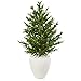 3.5-Foot Olive Cone Topiary Indoor/Outdoor Uv-Resistant Artificial Tree in White Planter