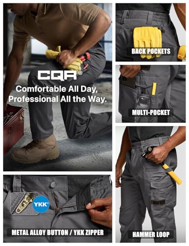 Image of CQR Men's Quick Dry Work Pants, Water Resistant Outdoor Tactical Pants, Lightweight Stretch Cargo Hiking Pants