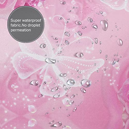 Rideau de douche rose et blanc papillon 183x183 cm pour maison et hôtel