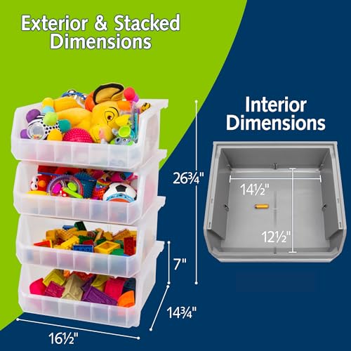 Image of ReadySpace Extra Large Plastic Storage Bins, Stackable Organizer Containers for Closet Pantry Shelf Garage and Office Organization, Clear, 4 Pack