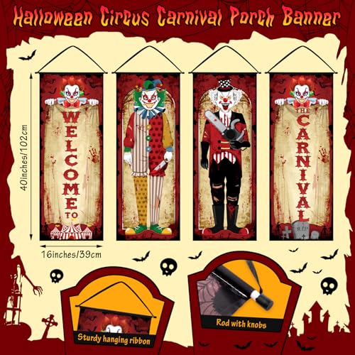 Image of Panelee 4 Pcs Vintage Halloween Carnival Decorations