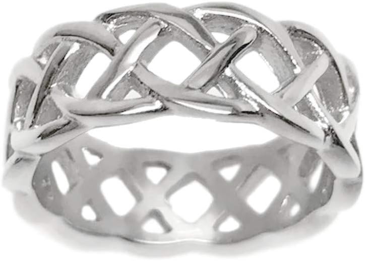 Loralyn Designs Men's Silver Braided Stainless Steel Celtic Knot Band Ring Love Wedding Non Tarnish (Sizes 8-13)