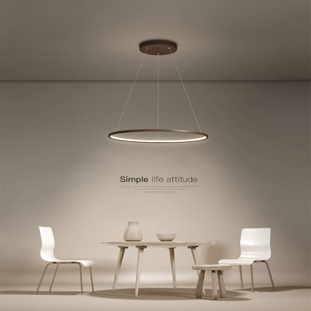 LED Pendellampe Wohnzimmerlampe Pendelleuchte Dimmbar Mit Fernbedienung Kronleuchter Moderne Esstischlampe Aluminium Runde Acryl Beleuchtung Deckenleuchte,Braun,1lap 60cm