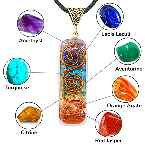 7 Chakra Necklace and Chakra Bracelet - Chakra Jewelry Set for Women & Men - Orgone Chakra Pendant with Adjustable Cord for Spiritual Healing3
