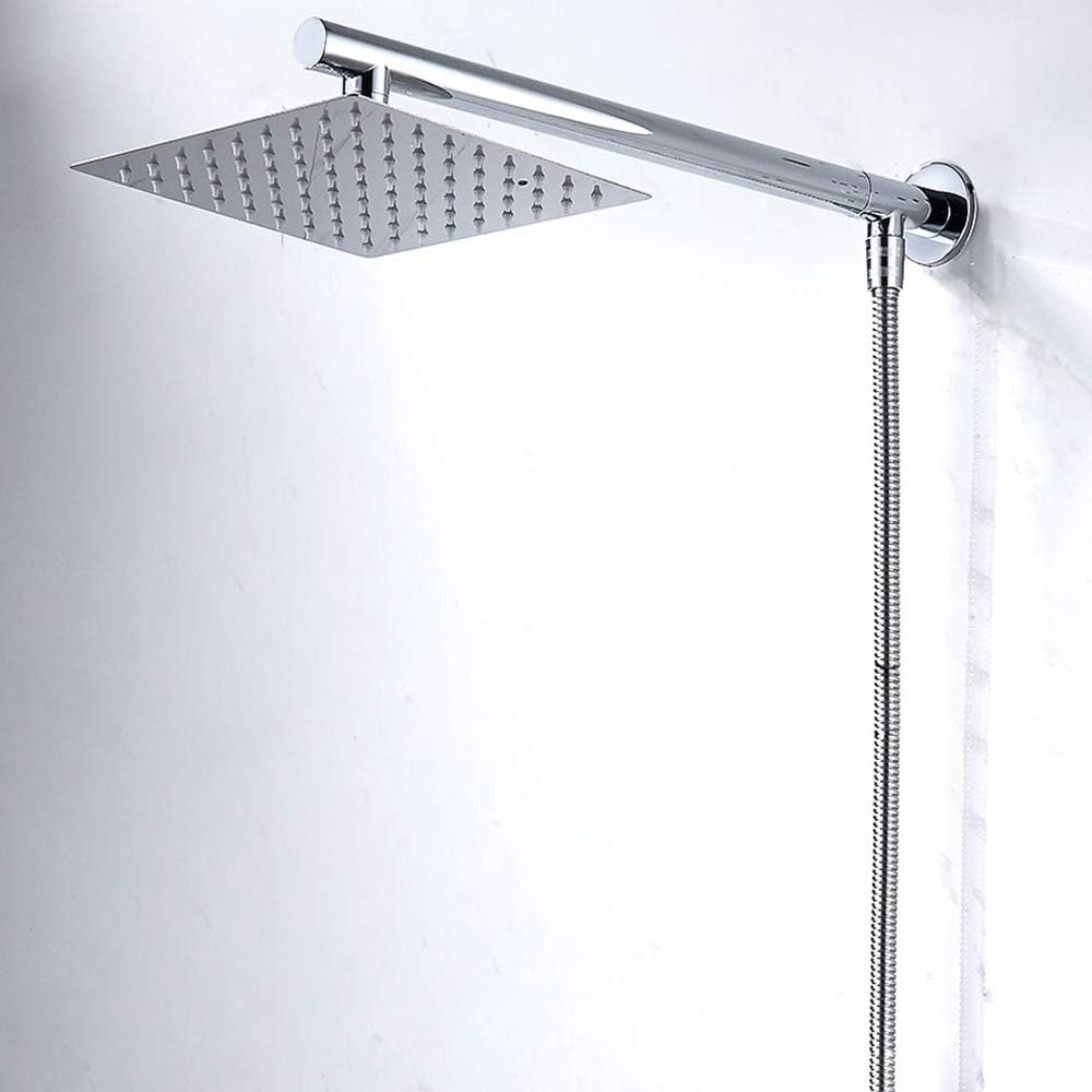 Dandelionsky 8" Wall Mount Square Rainfall Shower Head Stainless Steel